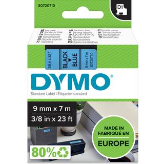 DYMO D1 tape | 9mm x 7m rulle | sort på blå