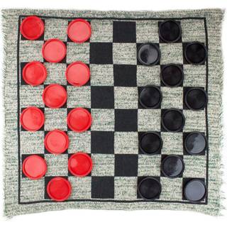 Brybelly Large Checkers Set - Giant Checkers Game for Indoor/Outdoor - Jumbo Classic Board Games for Friends and Family - 3 -in -1 Checkers and M