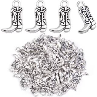 Bronagrand 50 stykker Antik s?lv Western Cowboy Boot Charms Vedh?ng legering Vintage Cool Charms til ?reringe armb?nd halsk?de smykker