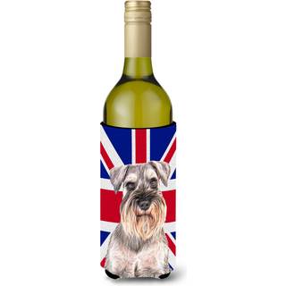 Schnauzer med engelsk union Jack British Flag Wine Bottle Beverage Isulator Hugger KJ1165Literk