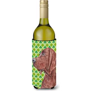 Redbone Coonhound Lucky Shamrock St. Patrick's Day Wine Bottle Beverage Isulator Hugger SC9731Literk