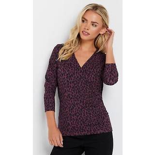 M & Co M & Co Purple Petite Animal Print Wrap Top