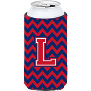 Brev L Chevron Yale Blue og Crimson Tall Boy Beverage Isulator Hugger CJ1054-LTBC