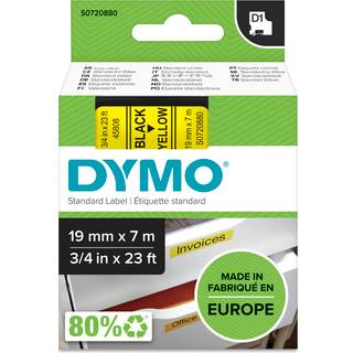 Dymo D1 45808 tape 19mm sort/gul