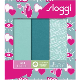 Sloggi 3-pak GO Crush High Leg Briefs - Blue/Turquoise - Medium