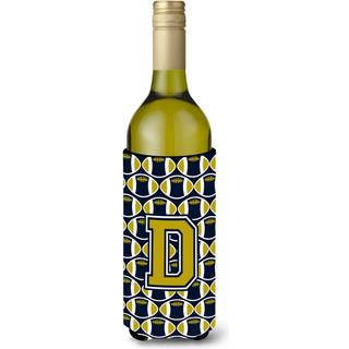 Brev D fodboldblå ??og guld vinflaske drikkevarer isolator Hugger CJ1074-dliterk