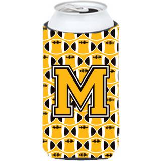 """" Brev M fodbold sort gammel guld og hvid høj dreng drikkevarer isolator hugger cj1080-mtbc """"