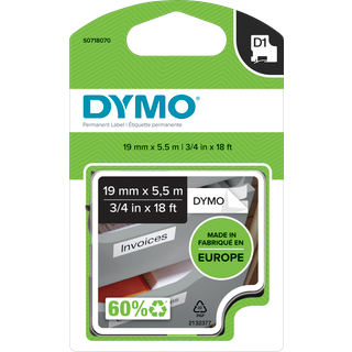 DYMO D1 Tape Perm.polytape 19mm Black on White