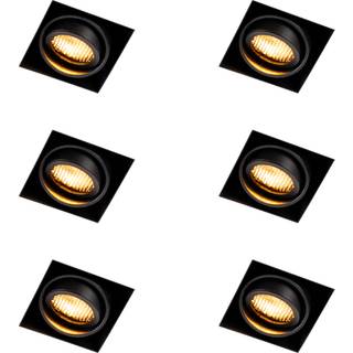 Sæt med 6 indbyggede spots sort justerbar trimless - Oneon Honey