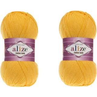 Alize Cotton Gold Yarn 55% Bomuld 45% Akrylgarn Hæklet håndstrikkekunst Lot af 2 Skeins 200gr 722yds (216-mørk gul)