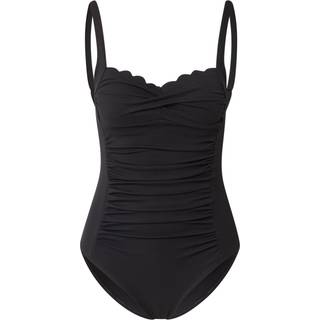 Hunkemöller Scallop badedragt uden bøjle, sort, Størrelse: S, Dame
