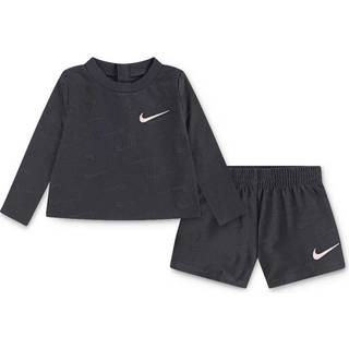 Nike Nike Grey Little Kids Swoosh Motion Jaquard Long Sleeve Top and Shorts Set