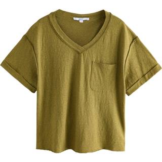 Next Olive Green Oversized V-Neck Short Sleeve T-Shirt