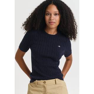 GANT Dame Sweater af strækbomuld med kabelstrik (XL)