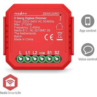 Nedis SmartLife Afbryder/lysdæmper til Zigbee 3.0, 2x100W