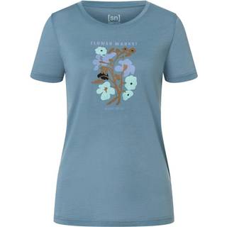 super.natural Women's Flower Market Tee Merino-shirt Damer størrelse S farve turkis