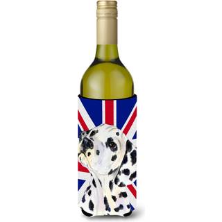 Dalmatian med den engelske union Jack British Flag Wine Bottle Beverage Isulator Hugger SS4934Literk