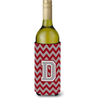 Brev D Chevron Crimson og Gray Wine Bottle Beverage Isulator Hugger CJ1043-Dliterk