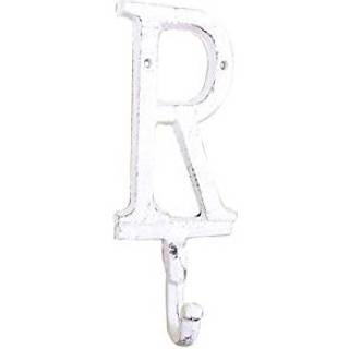 Hampton Nautical Whitewashed støbejernsbrev R Alfabet Wall Hook 6 """" - Home Wall Decor - Dekor