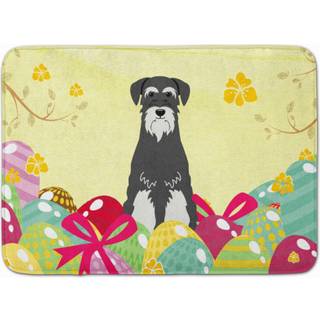 """" Caroline's Treasures Easter Eggs Standard Schnauzer Salt and Pepper Machine Washable Memory Foam Mat Doormats Multicolor """"