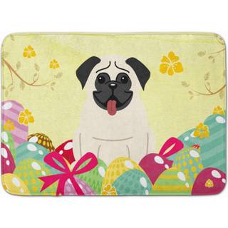 """" Caroline's Treasures Easter Eggs Pug Cream Machine Washing Memory Foam Mat Doormats Multicolor """"
