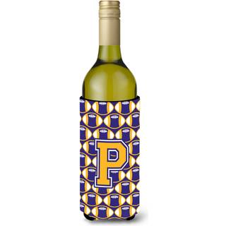 Letter P Fodbold Purple og Gold Wine Bottle Beverage Isulator Hugger CJ1064-Pliterk