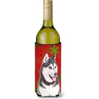 Røde snefnugferie Jul Alaskan Malamute Wine Bottle Beverage Isulator Hugger KJ1182Literk
