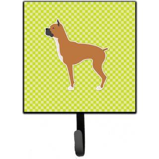"""" Caroline's Treasures Boxer Checkerboard Green Leash eller Key Holder BB3853SH4 Lille multicolor """"
