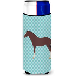 """"Caroline's Treasures Engelsk fuldblodshest Blue Check Dekorative Can Hugger Slim Multicolor""""