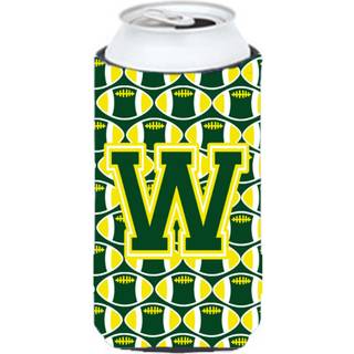Brev W-fodboldgrøn og gul høj dreng drikkevareisolator Hugger CJ1075-WTBC