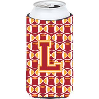 Brev L Fodboldkardinal og guld Tall Boy Beverage Isulator Hugger CJ1070-LTBC