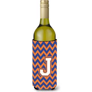 Brev J Chevron Blue og Orange Wine Bottle Beverage Isulator Hugger CJ1060-Jliterk