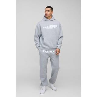 Mens Grey Marl Oversized Man Hooded Tracksuit