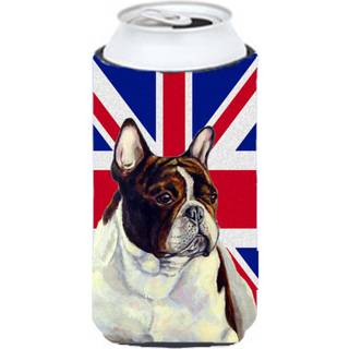Fransk bulldog med den engelske union Jack British Flag Tall Boy Beverage Isulator Hugger LH9489TBC