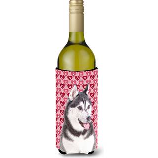 Hearts Love and Valentine's Day Alaskan Malamute Wine Bottle Beverage Isulator Hugger KJ1189Literk