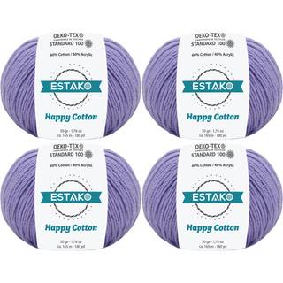 Estako Happy Cotton (4 Skeins Pack) 60% bomuld 40% akrylgarn Soft Fine / Sport (2) til hækling og strikning (4 x 1,76 oz) / (4 x 180 år) (4630 -