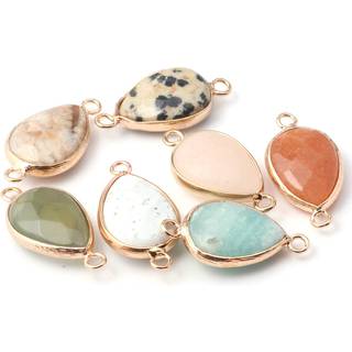 Naturstensstik Facetteret vand Drop Shape Pendants Links Amazonite Charm til smykker, der fremstiller tilfældige 10 stk