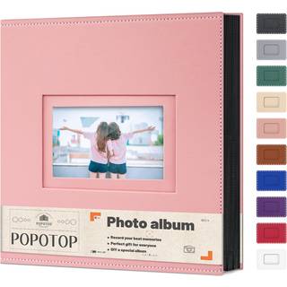 Popotop-fotoalbum 4x6 fotos med l?derh?rdcover-d?kning som bryllupsgaver jubil?um baby hukommelsesbog med lodrette og vandrette slip-in lommer ti