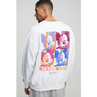 Mens White Oversized Mickey Mouse License Print Sweatshirt