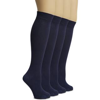 Hugh Ugoli Womens Bambus Knæ Højstrømper Komfort søm Langkjole Sokker Blød letvægt 4 par Navy Blå sko Størrelse: 5-8