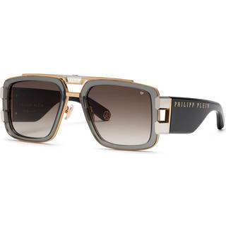 Philipp Plein Mand SPP128M 0340 Solbriller Metal Guld Røg Firkantet Normal Nuanceret