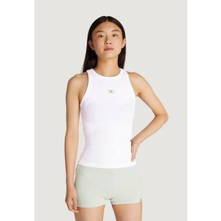 Slim Ribbed Cotton Tank Top - White - L