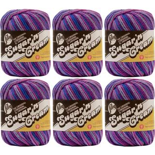 Bulk K?b: Lily Sugar'n Cream Yarn Bundle 100 procent bomuldsstoffer og ombres (6-pakke) Medium Wt 4 Worklen (Jewels Ombre)