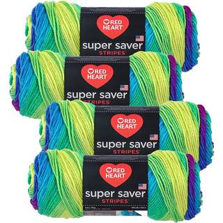 Red Heart Super Saver Yarn (4-Pack 5oz Skeins) (papeg?je Stripe)