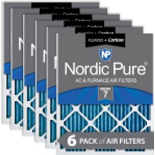 Nordic Pure 14x14x1 (13 3/4 x 13 3/4 x 3/4) Plisserede luftfiltre Merv 7 Plus Carbon 6 Pack