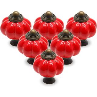 Seimneire Red Vintage Ceramic Cabinet Knaps 12 pcs græskarknapper med monteringsskruer