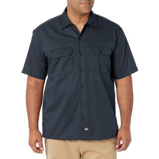 Dickies herre kort?rmet arbejde stor og h?j knap ned skjorte m?rk marinebl? 5x-stor stor USA