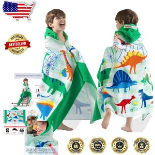 VOOVA & MOVAS Badehndklder til brn med htte | Bld tyk, absorberende bomuld (30x50 tommer) Strand | Pool hndklder | Indpak badekbe til dre
