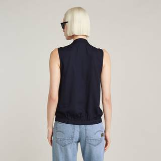 Stand Up Collar Top - Dark blue - Women
