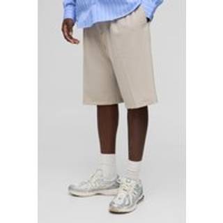 Mens Stone Pleated Fixed Waistband Tailored Jorts
